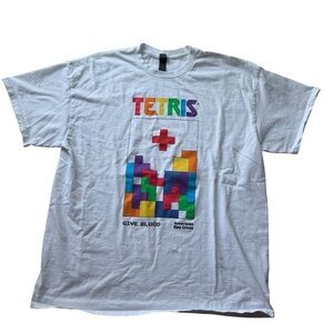 Blood Donation Shirt TETRIS White Graphic Print Size X-Large Mens